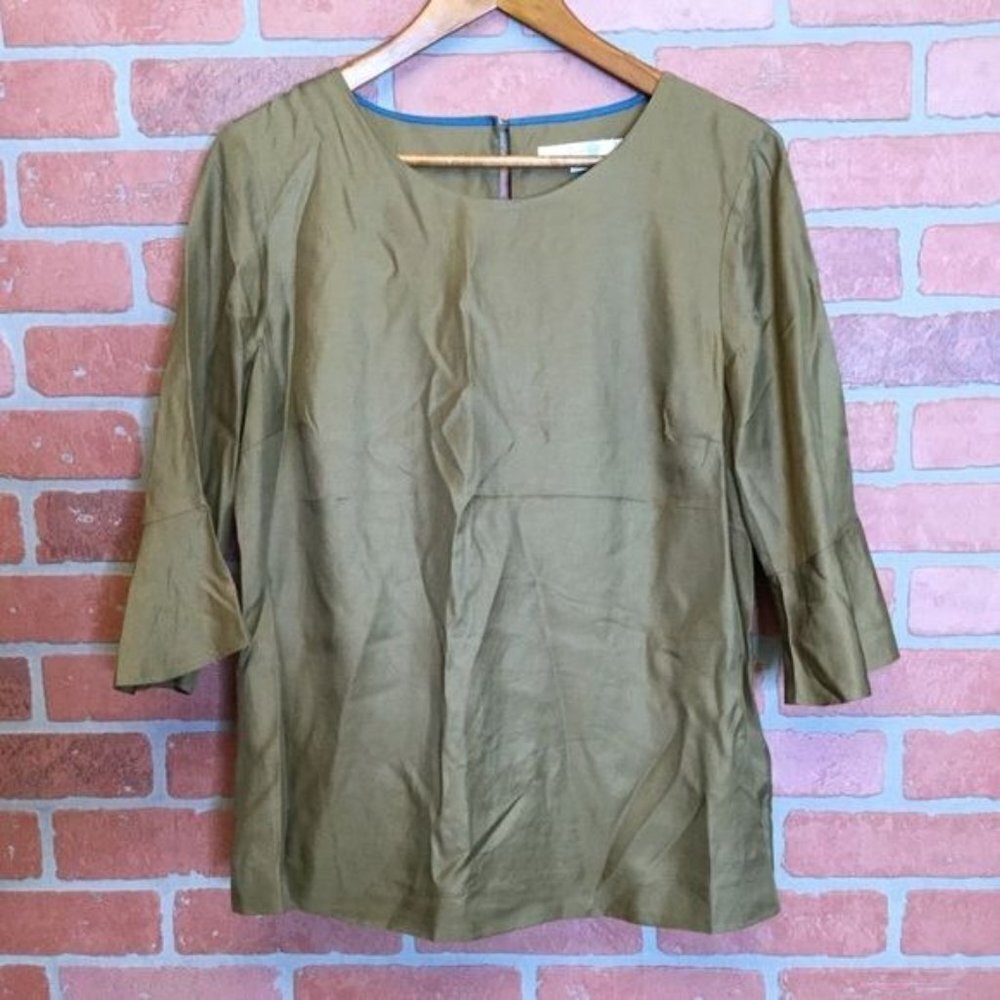 Boden Womens Silk Blouse Top Size 10 3/4 sleeve